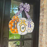 Halloween Ginger Jars Trio with Yellow Bow Door Hanger