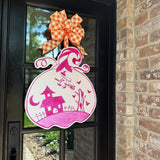 Bellatrix Pink Halloween Pumpkin Door Hanger