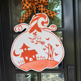 Sabrina Orange Halloween Pumpkin Door Hanger