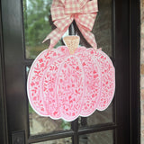 Reagan Pink Pumpkin Door Hanger - Be Sweet Ink x HTH