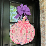 Bippity Boppity Boo Pink Bow Pumpkin Door Hanger