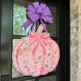 Bippity Boppity Boo Pink Bow Pumpkin Door Hanger
