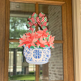 Kim Cache Pot with Poinsettias Door Hanger