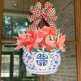 Kim Cache Pot with Poinsettias Door Hanger