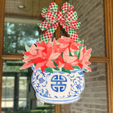 Kim Cache Pot with Poinsettias Door Hanger