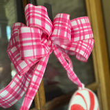 Candy Canes with Pink Bow Door Hanger