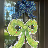 Topiary Bow with Christmas Lights Door Hanger