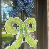 Topiary Bow with Christmas Lights Door Hanger
