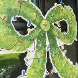 Topiary Bow with Christmas Lights Door Hanger
