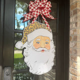 Leopard Hat Santa Door Hanger