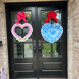 My Silly Valentine Blue Heart Door Hanger