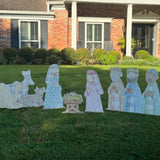 Joy to the World Pastel Nativity Yard Stake Set
