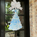 Blue and White Christmas Tree Door Hanger