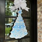 Blue and White Christmas Tree Door Hanger