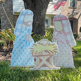 Joy to the World Pastel Nativity Yard Stake Set