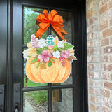 Roxanne Floral Pumpkin Door Hanger