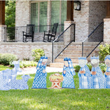 O, Come let us adore Him Blue Nativity Yard Stake Set