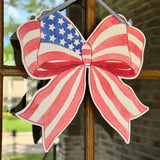 Red, White, and Bow Patriotic Door Hanger