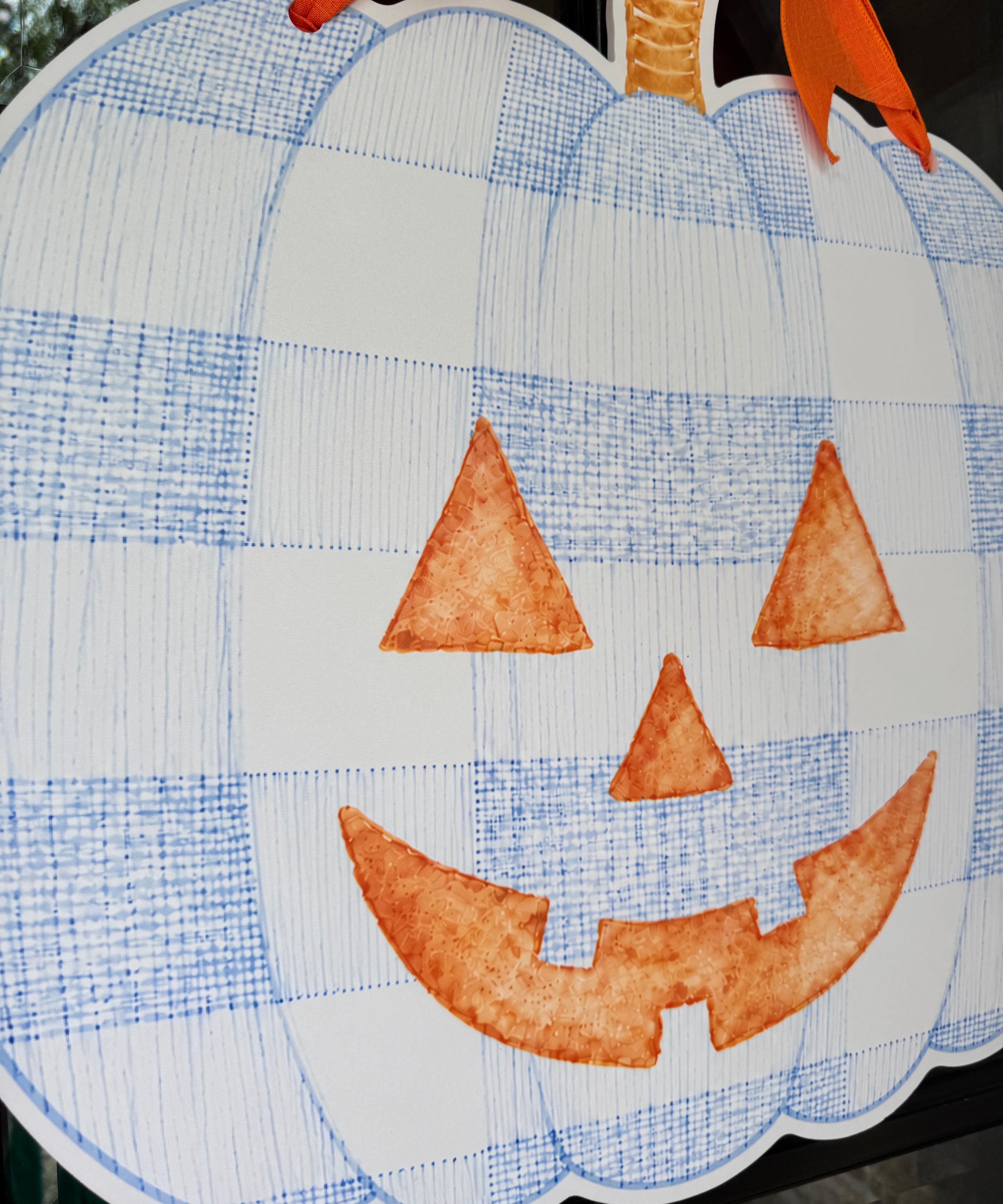 Thackery Pastel Gingham Jack-o-Lantern Door Hanger (multiple colorways)