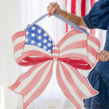 Red, White, and Bow Patriotic Door Hanger