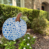 Blue Spotted Pumpkin Yard Stake