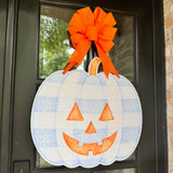Thackery Pastel Gingham Jack-o-Lantern Door Hanger (multiple colorways)