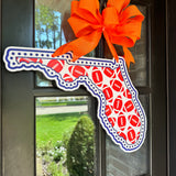 Florida and Footballs Door Hanger