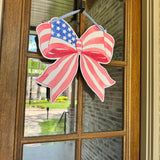 Red, White, and Bow Patriotic Door Hanger