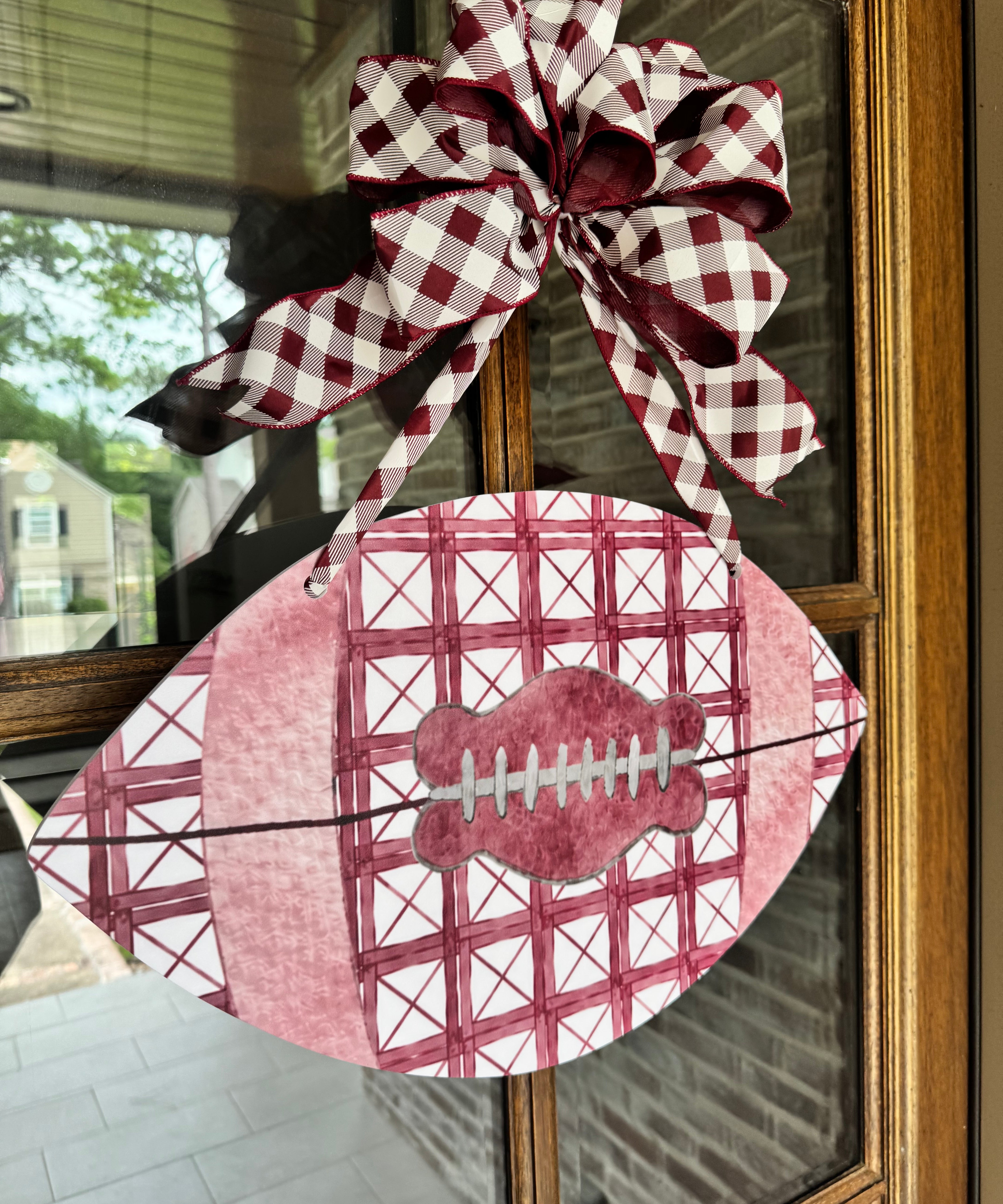 Lattice Plaid Football Door Hanger - Multiple Colors