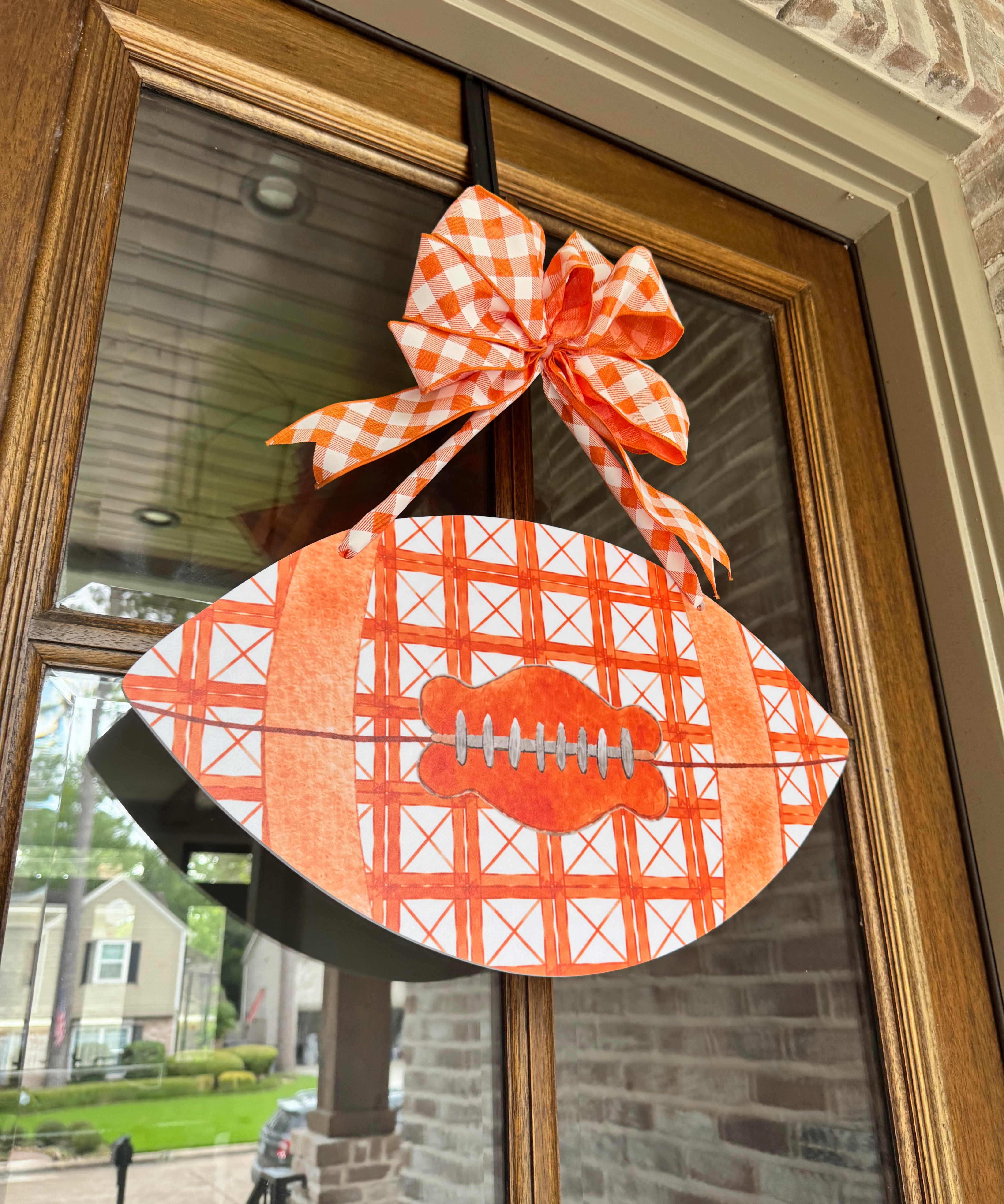 Lattice Plaid Football Door Hanger - Multiple Colors