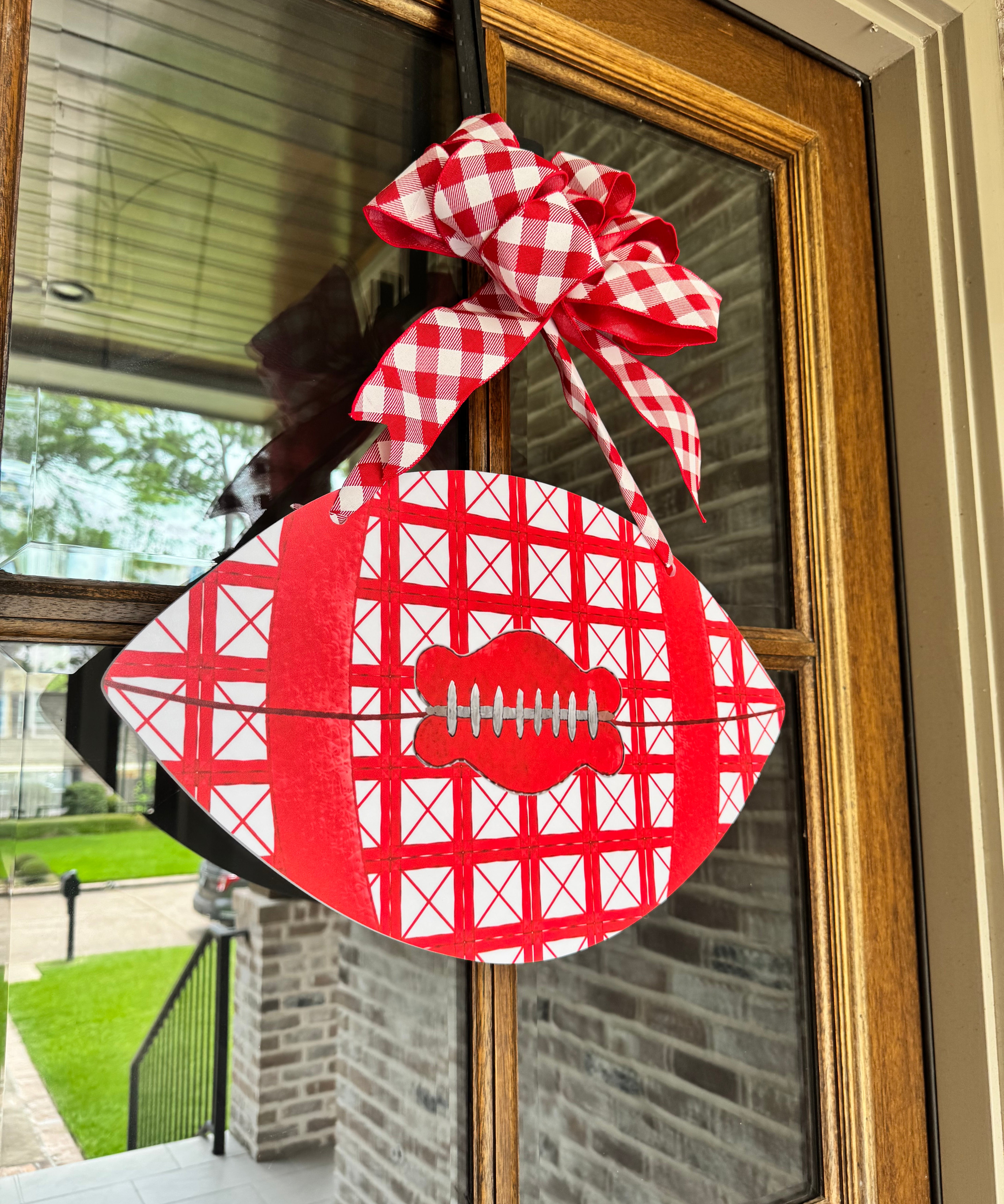 Lattice Plaid Football Door Hanger - Multiple Colors