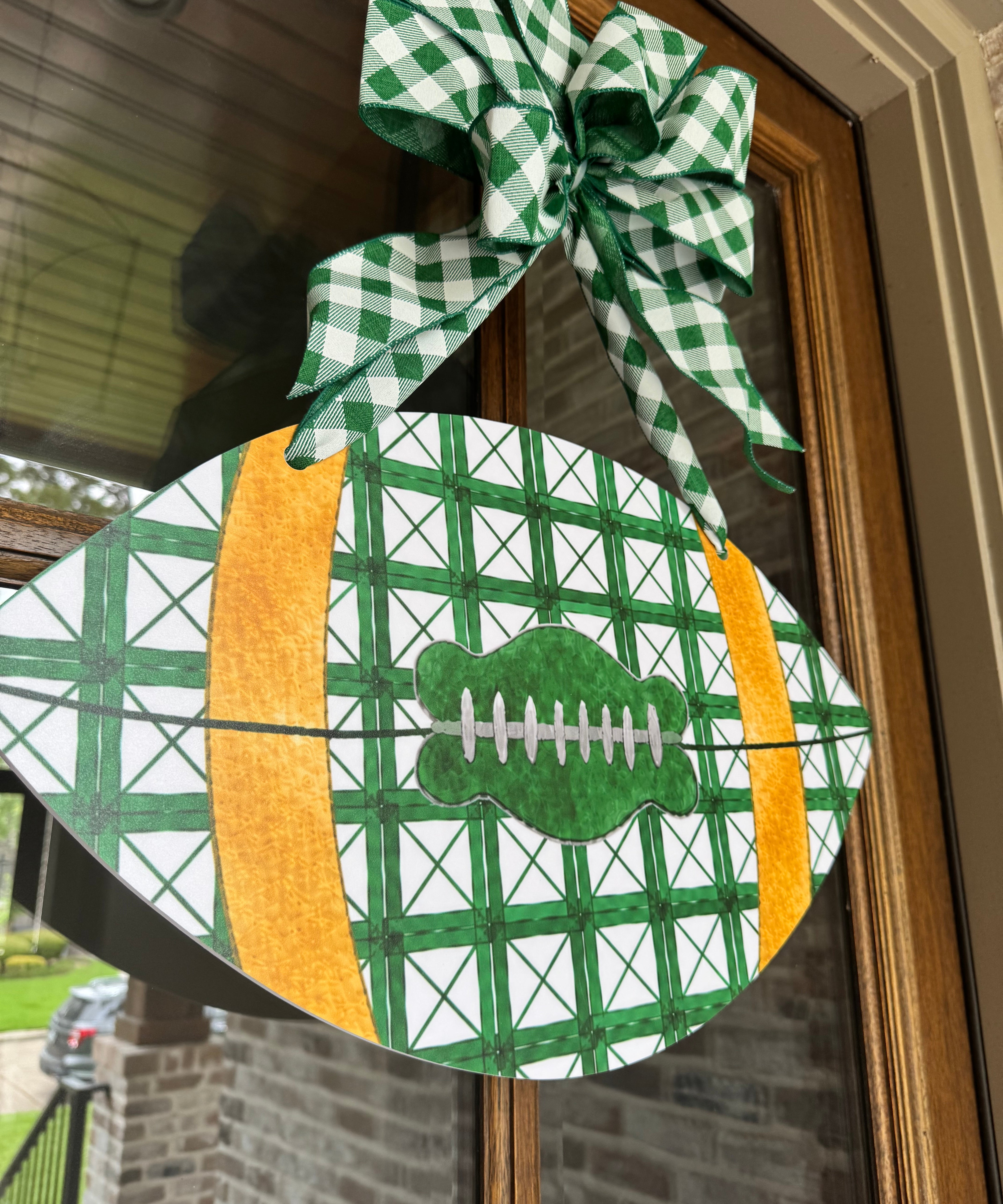 Lattice Plaid Football Door Hanger - Multiple Colors