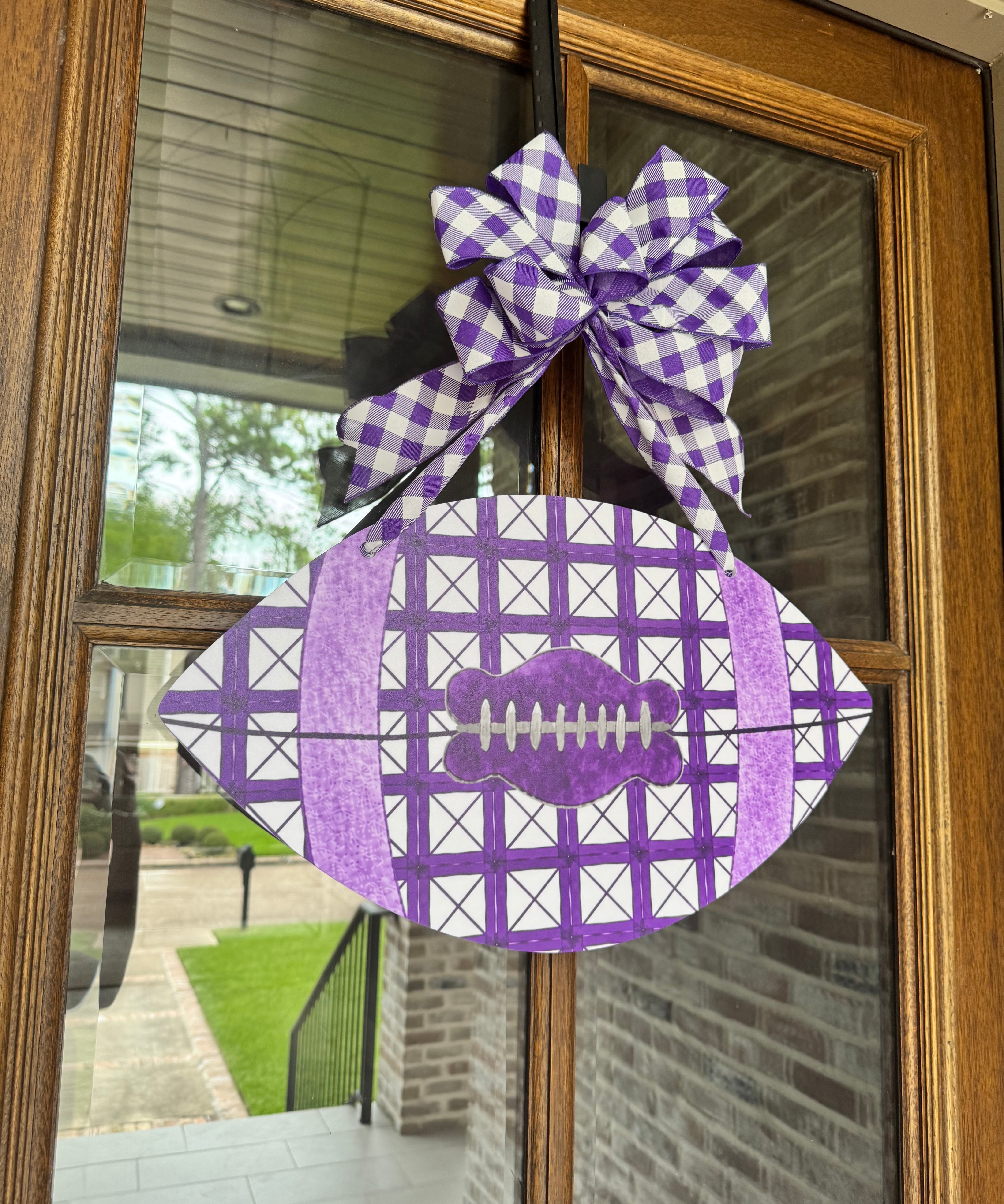 Lattice Plaid Football Door Hanger - Multiple Colors