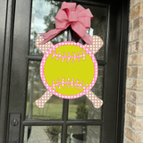 Sadie Rattan Softball and Bats Door Hanger