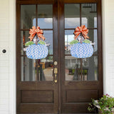 Mandy Blue and White Pumpkin Door Hanger