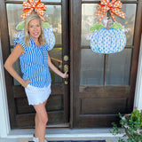 Mandy Blue and White Pumpkin Door Hanger