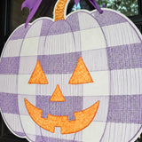 Thackery Pastel Gingham Jack-o-Lantern Door Hanger (multiple colorways)