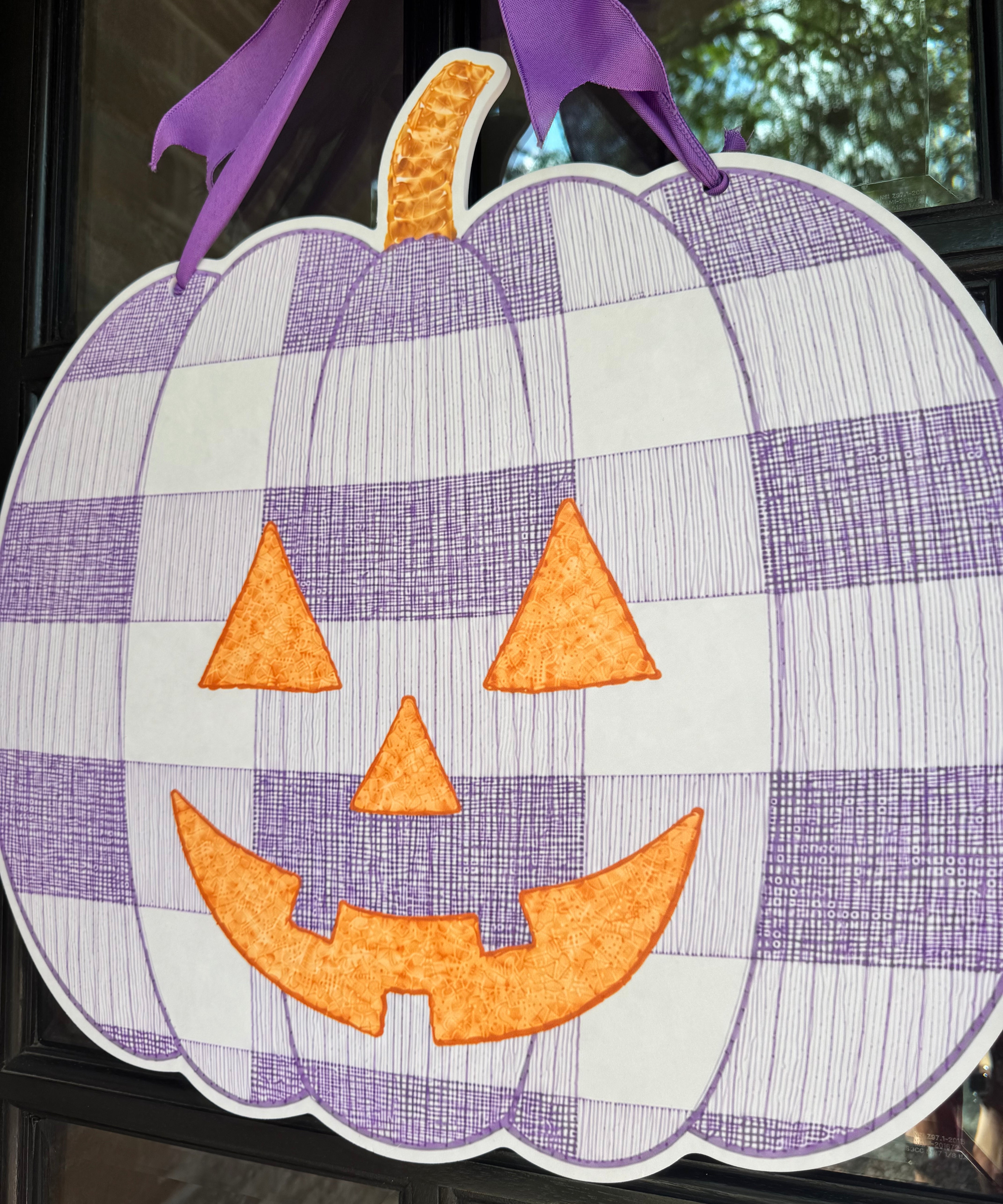 Thackery Pastel Gingham Jack-o-Lantern Door Hanger (multiple colorways)