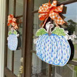 Mandy Blue and White Pumpkin Door Hanger