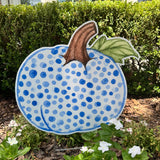 Blue Spotted Pumpkin Yard Stake