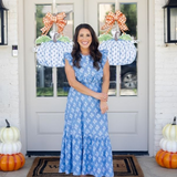 Mandy Blue and White Pumpkin Door Hanger