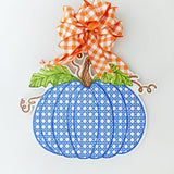 Louis Blue Rattan Cane Pumpkin Door Hanger