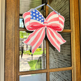 Red, White, and Bow Patriotic Door Hanger