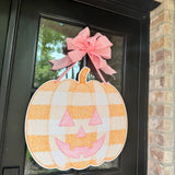 Thackery Pastel Gingham Jack-o-Lantern Door Hanger (multiple colorways)