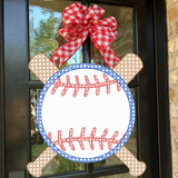 Homerun Rattan Baseball and Bats Door Hanger