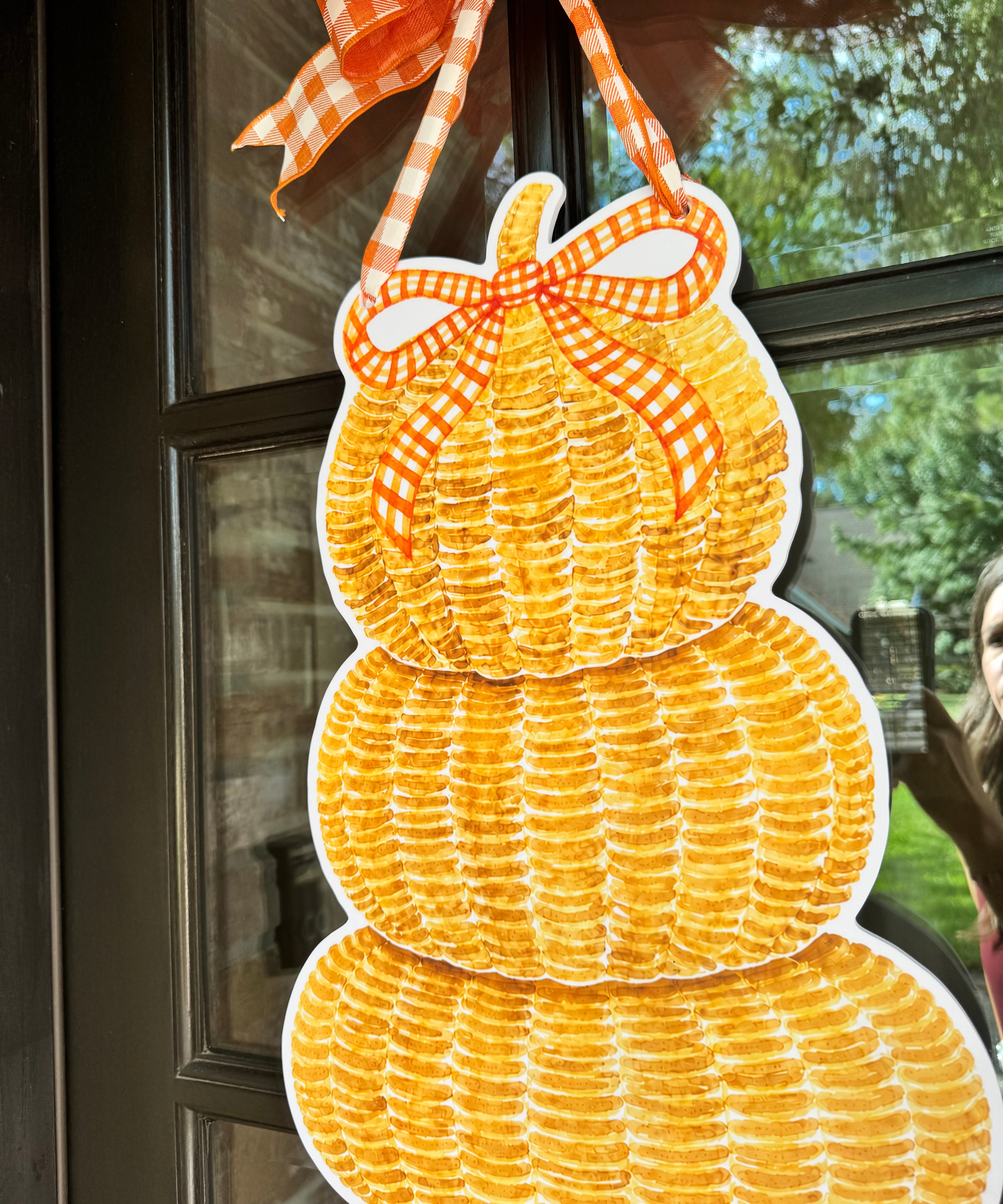 Sloane Wicker Pumpkin Stack Door Hanger (multiple colorways)