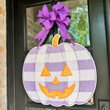 Thackery Pastel Gingham Jack-o-Lantern Door Hanger (multiple colorways)
