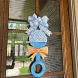 Blue Baby Rattle Door Hanger