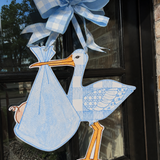 Pattern Blue Stork with Pattern Door Hanger