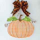 Etta Orange Rattan Cane Pumpkin Door Hanger